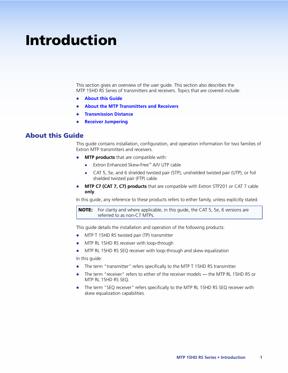 Introduction, About this guide | Extron Electronics MTP 15HD RS Series User Guide Rev. F User Manual | Page 5 / 26