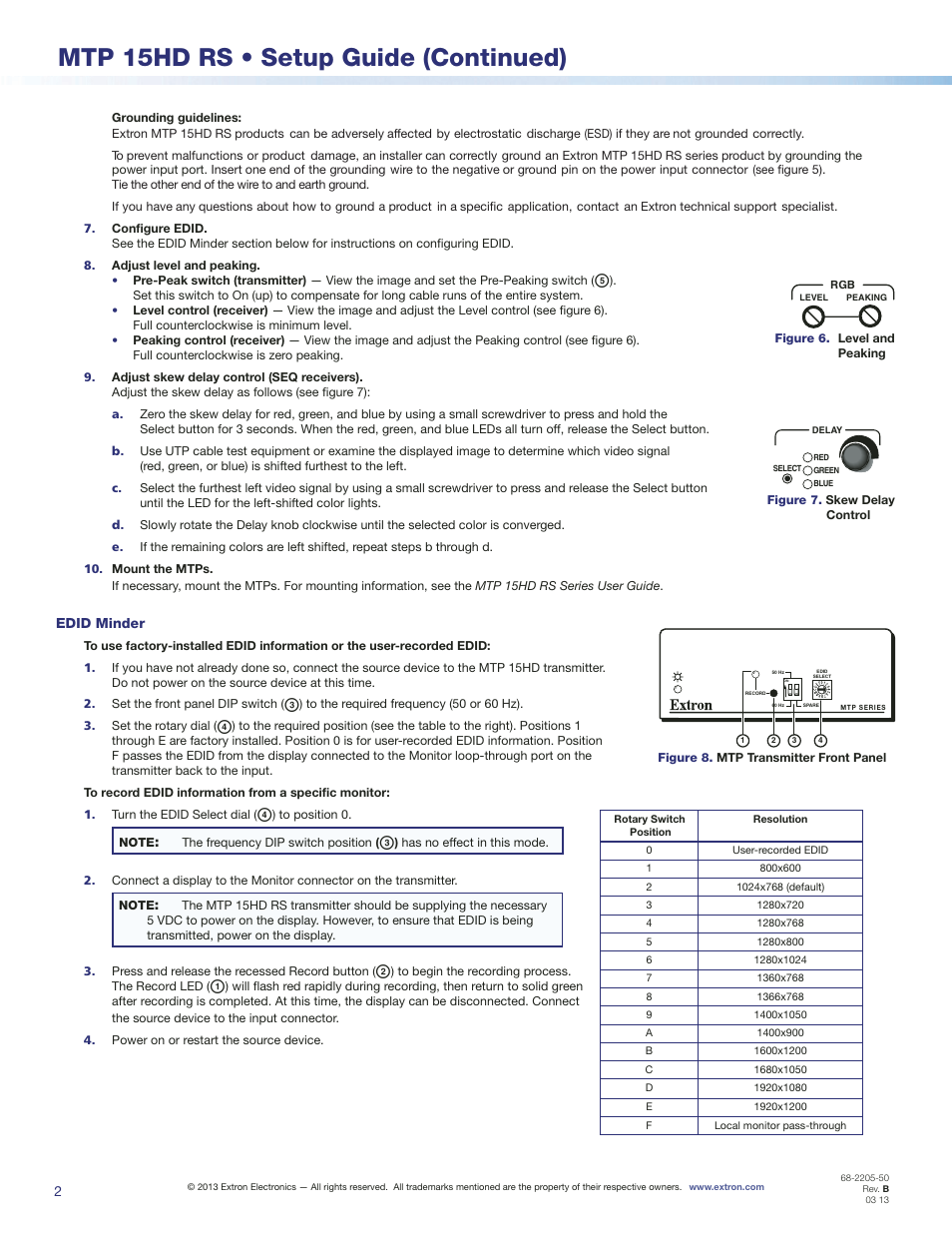Mtp 15hd rs • setup guide (continued) | Extron Electronics MTP 15HD RS Series Setup Guide User Manual | Page 2 / 2