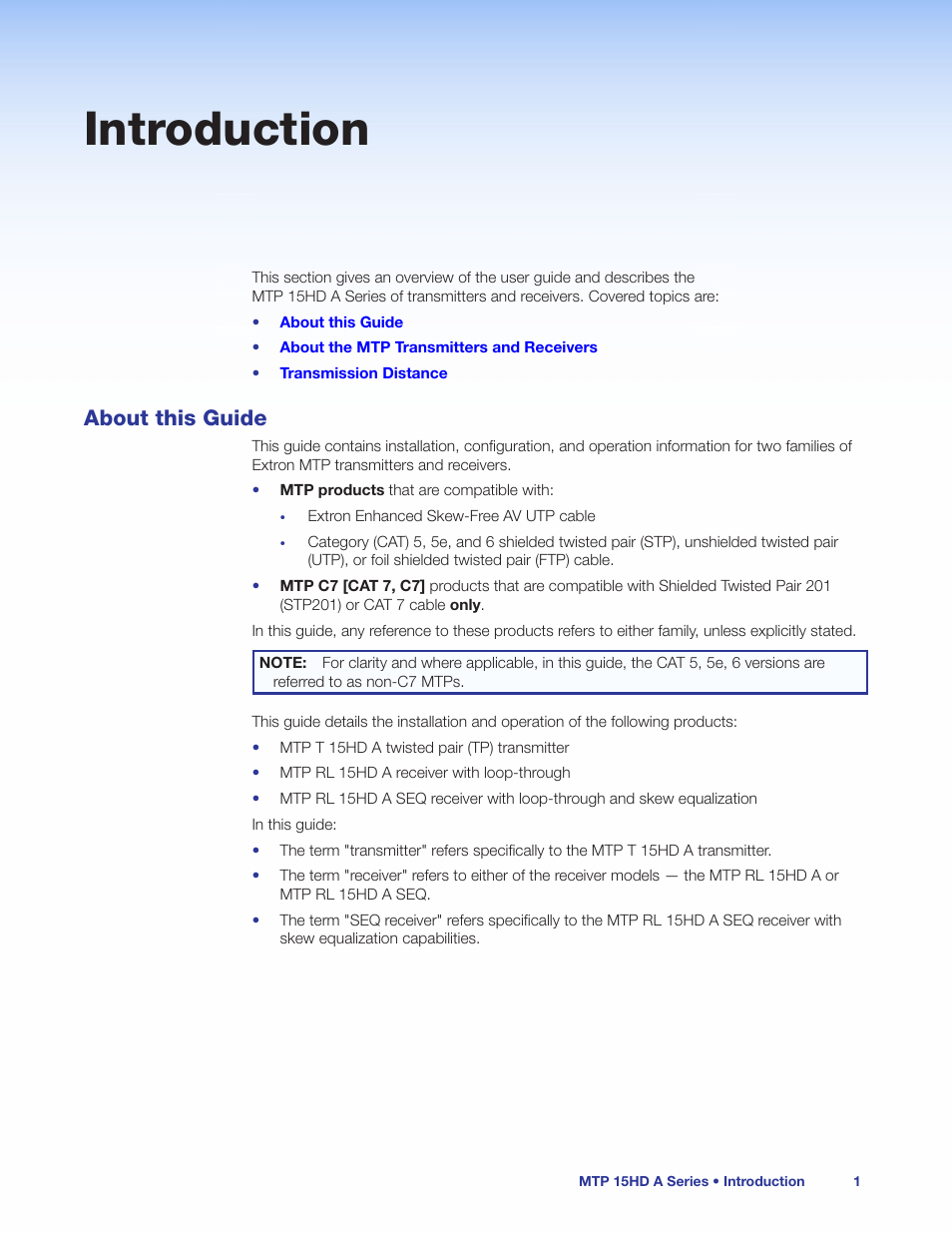 Introduction, About this guide | Extron Electronics MTP 15HD A Series User Guide Rev. C User Manual | Page 6 / 25