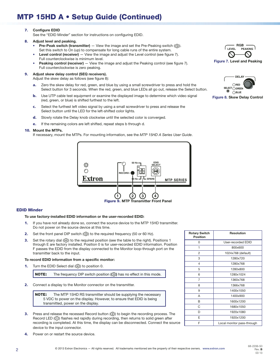 Mtp 15hd a • setup guide (continued) | Extron Electronics MTP 15HD A Series Setup Guide User Manual | Page 2 / 2