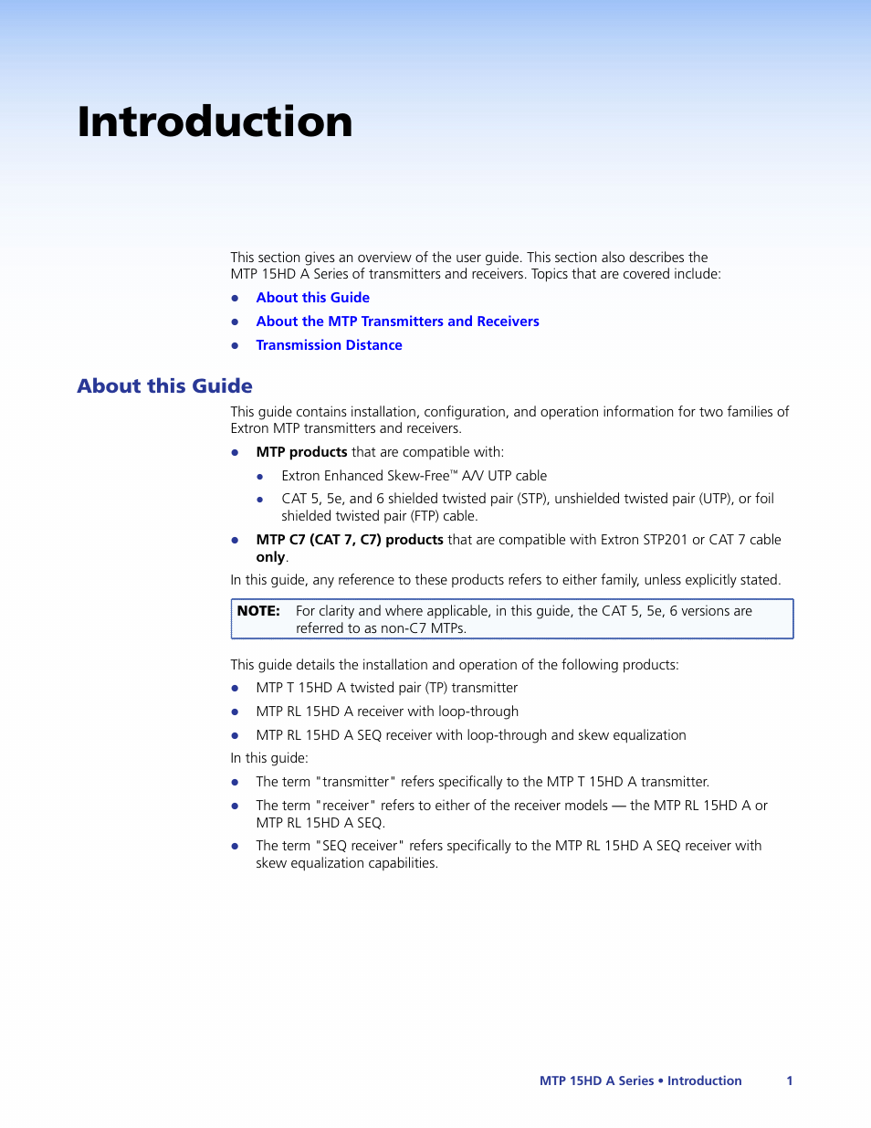 Introduction, About this guide | Extron Electronics MTP 15HD A Series User Guide Rev. F User Manual | Page 5 / 26