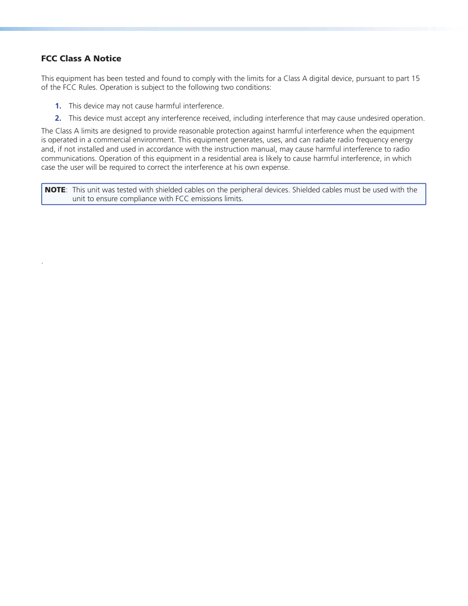 Fcc class a notice | Extron Electronics MTP 1500RL 15HD A SEQ User Guide User Manual | Page 3 / 22