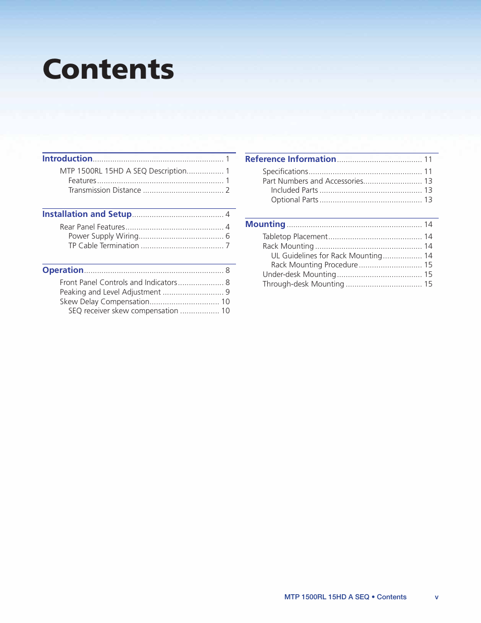 Extron Electronics MTP 1500RL 15HD A SEQ User Guide User Manual | Page 5 / 22