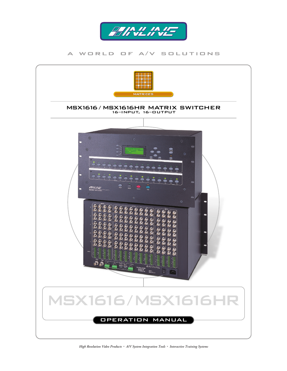 Extron Electronics MSX1616HR User Manual | 40 pages