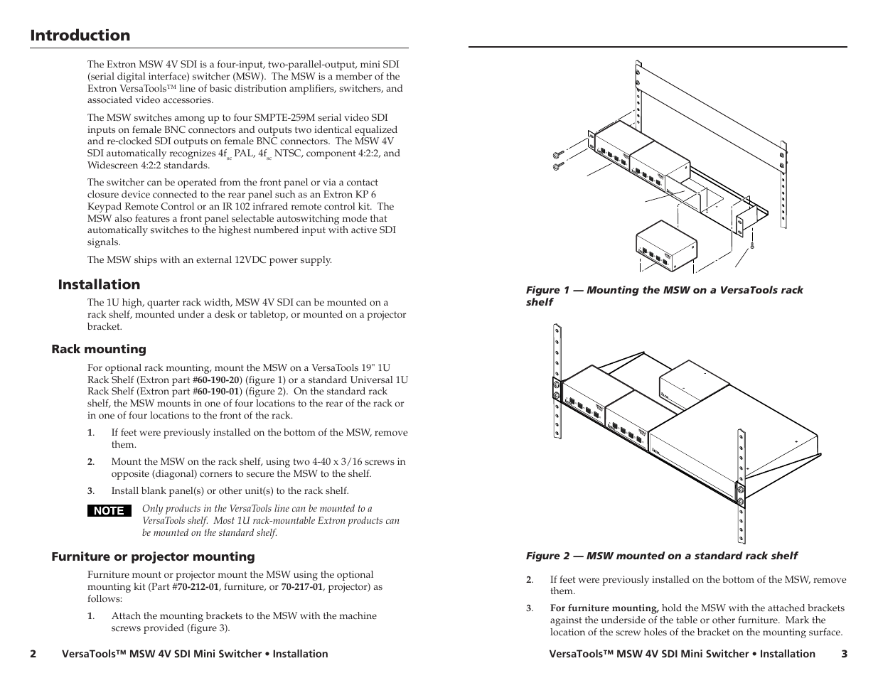 Extron Electronics MSW 4V SDI User Guide User Manual | Page 2 / 5