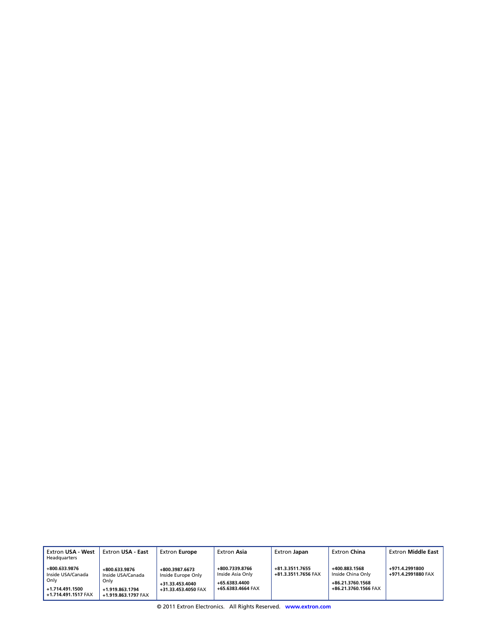 Extron contact information | Extron Electronics MSW 4V rs User Guide User Manual | Page 30 / 30