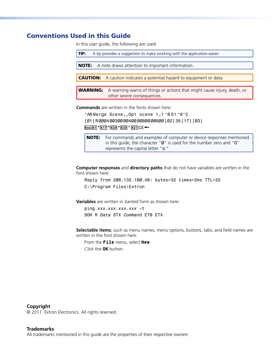 Conventions used in this guide | Extron Electronics MSW 4V rs User Guide User Manual | Page 4 / 30