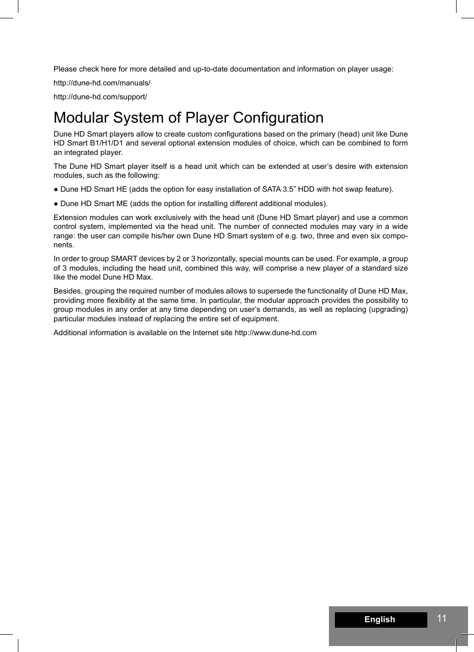 Modular system of player configuration | DUNE HD Smart B1 User Manual | Page 11 / 76