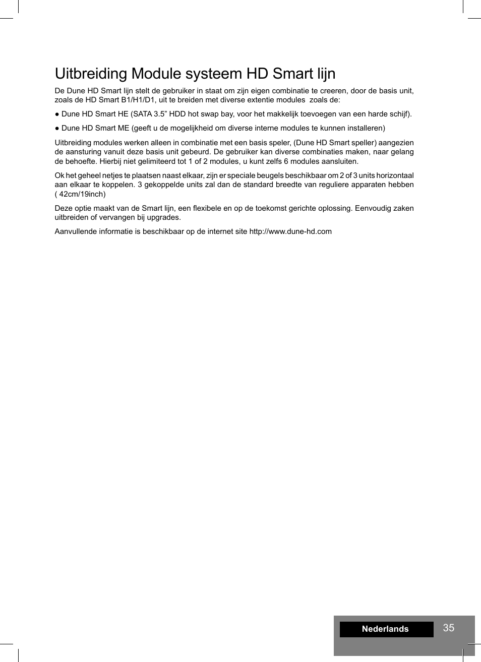 Uitbreiding module systeem hd smart lijn | DUNE HD Smart B1 User Manual | Page 35 / 76