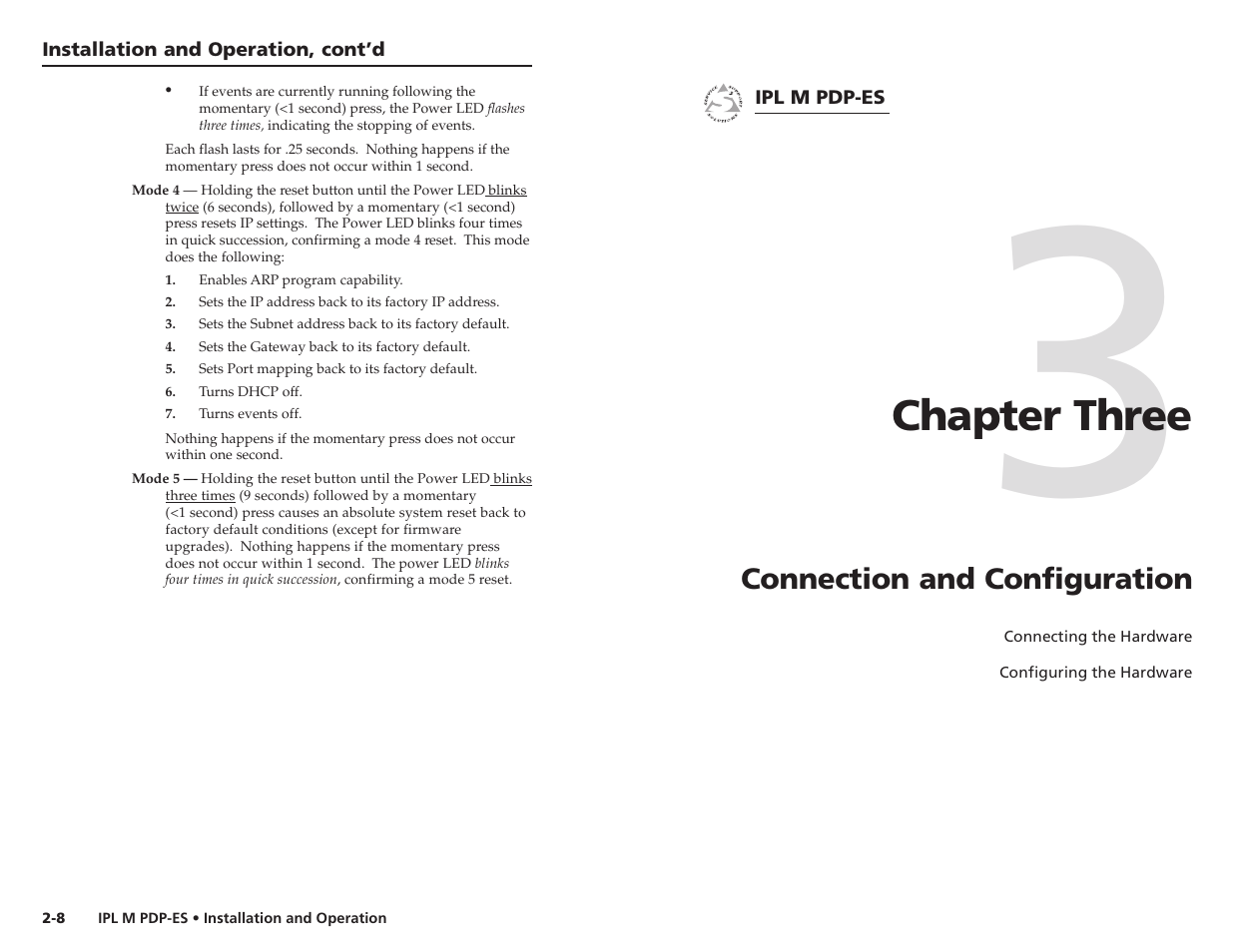 Chapter three | Extron Electronics IPL M PDP-ES User Guide User Manual | Page 11 / 36