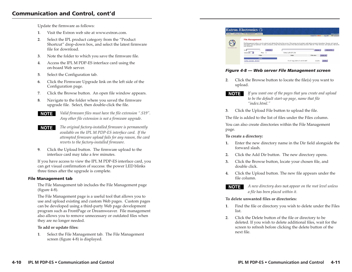 Communication and control, cont’d | Extron Electronics IPL M PDP-ES User Guide User Manual | Page 20 / 36