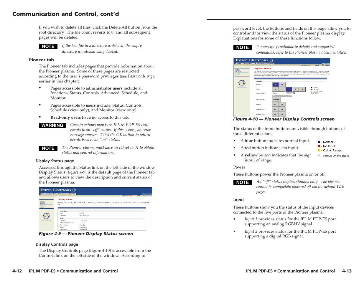 Communication and control, cont’d | Extron Electronics IPL M PDP-ES User Guide User Manual | Page 21 / 36