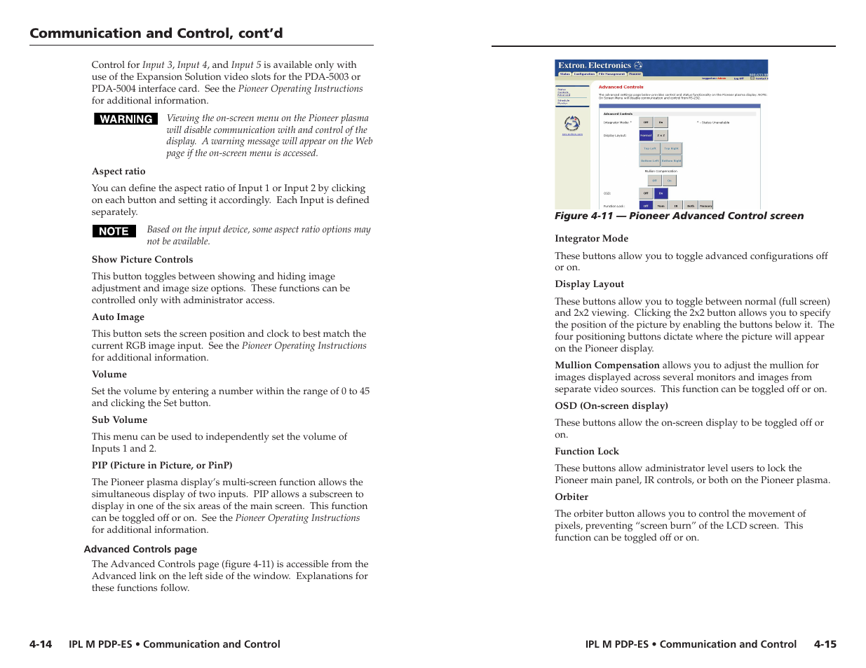 Communication and control, cont’d | Extron Electronics IPL M PDP-ES User Guide User Manual | Page 22 / 36