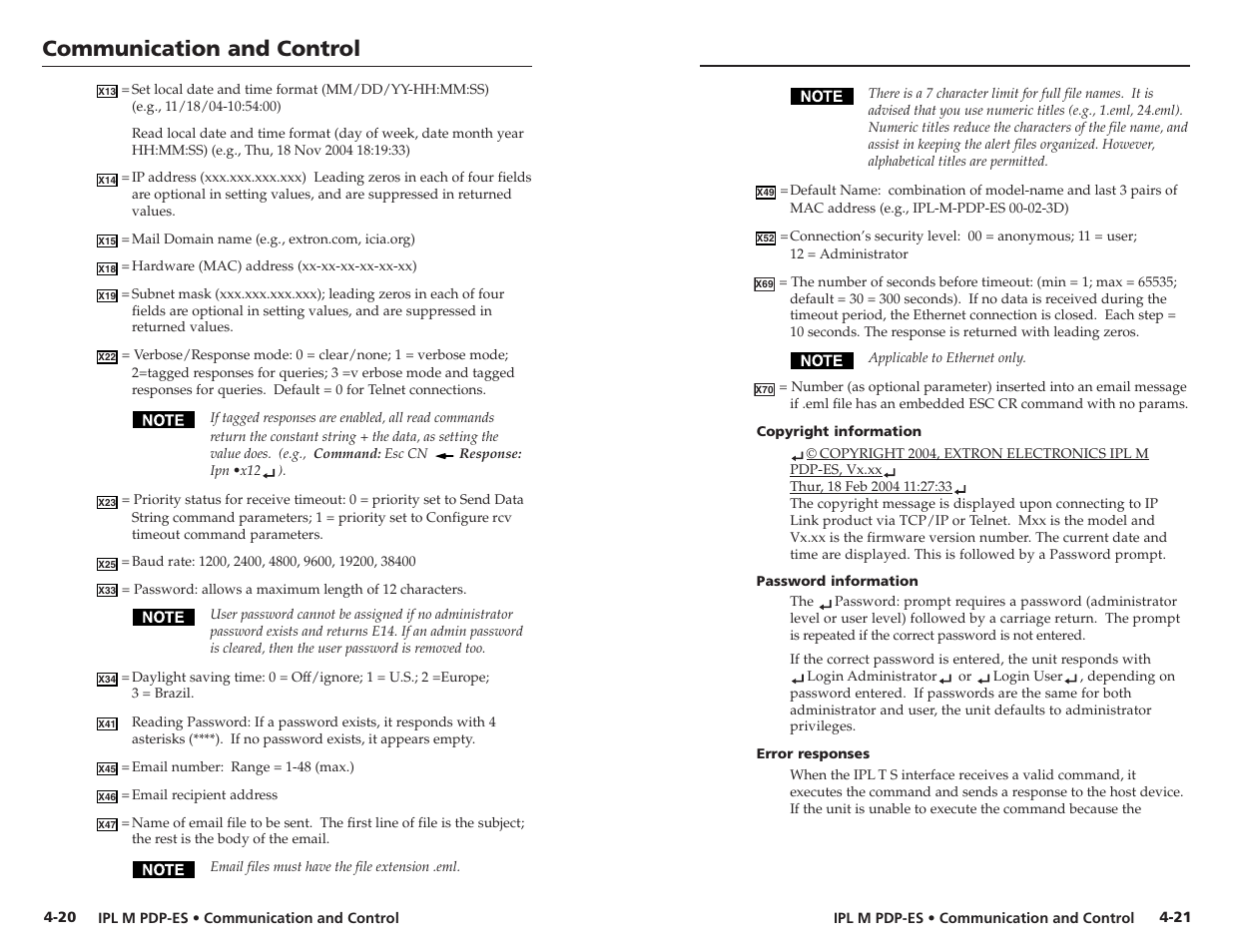 Communication and control | Extron Electronics IPL M PDP-ES User Guide User Manual | Page 25 / 36