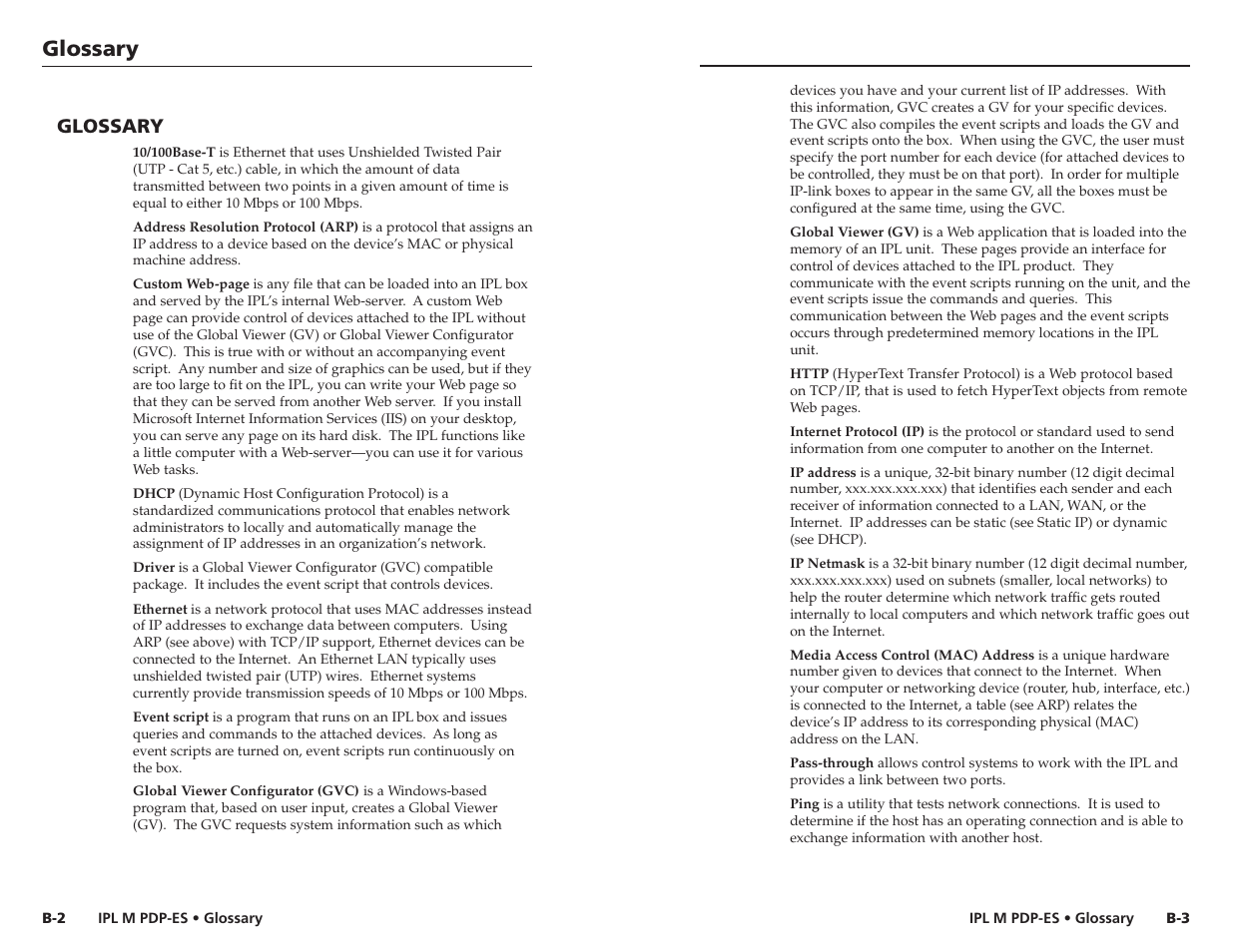 Glossary | Extron Electronics IPL M PDP-ES User Guide User Manual | Page 34 / 36