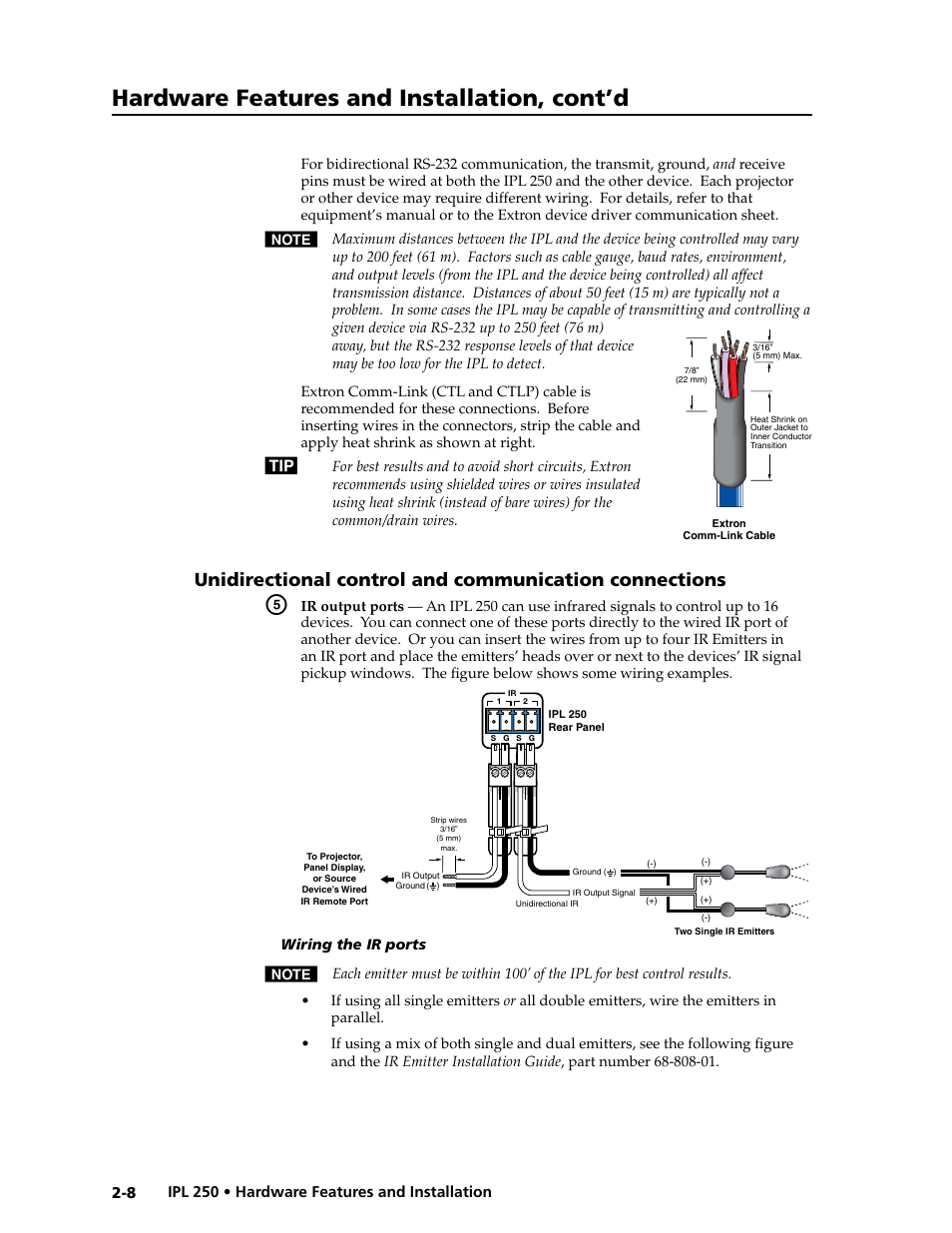 Hardware features and installation, cont’d | Extron Electronics IPL 250 Reference Manual User Manual | Page 22 / 109