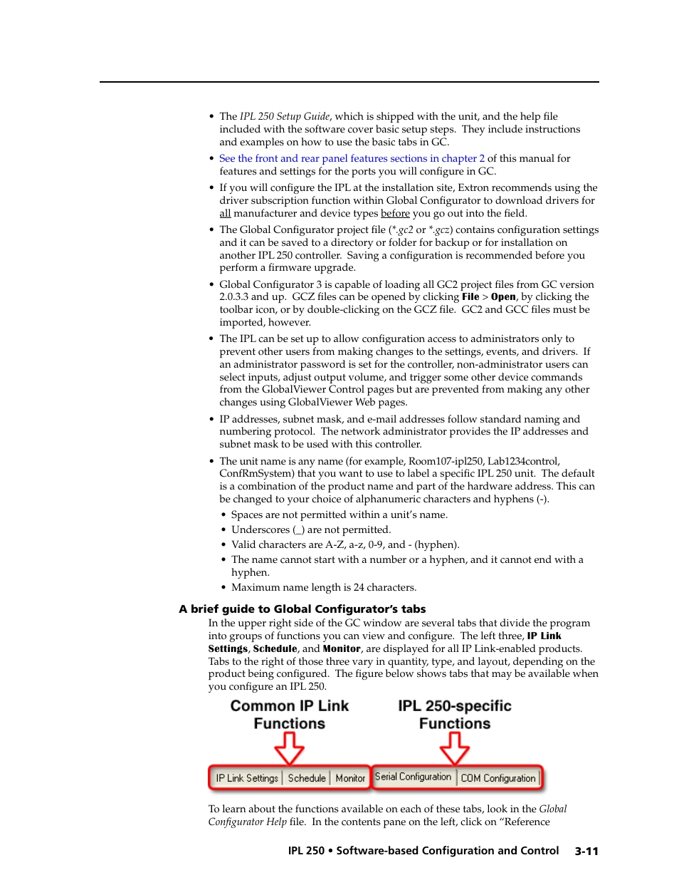 A brief guide to global configurator’s tabs, A brief guide to global configurator’s tabs -11 | Extron Electronics IPL 250 Reference Manual User Manual | Page 37 / 109