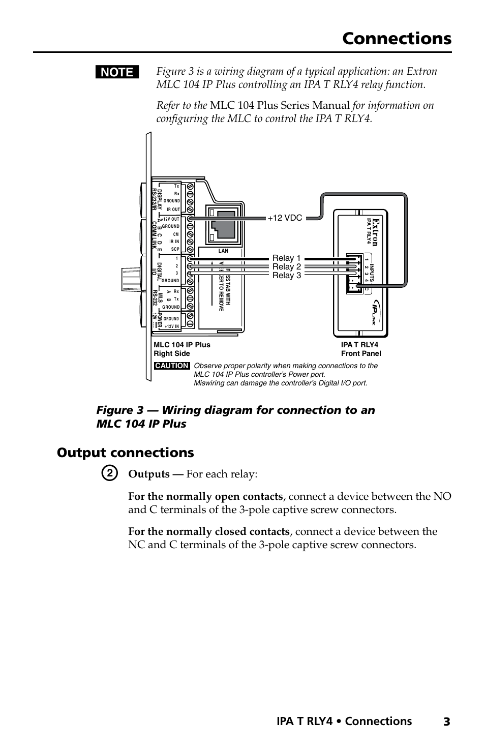 Output connections, Connections, Ipa t rly4 • connections 3 | Extron Electronics IPA T RLY4 User Manual | Page 4 / 6
