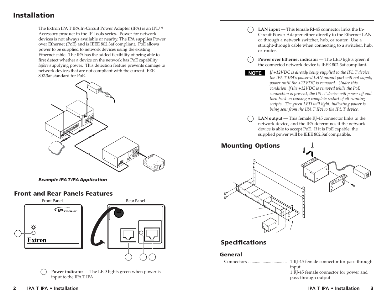 Installation | Extron Electronics IPA T IPA User Manual | Page 2 / 2