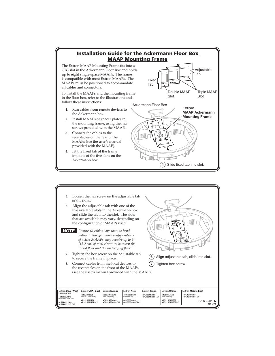 Extron Electronics MAAP Mounting Frame Ackermann Floor Box User Manual | 1 page