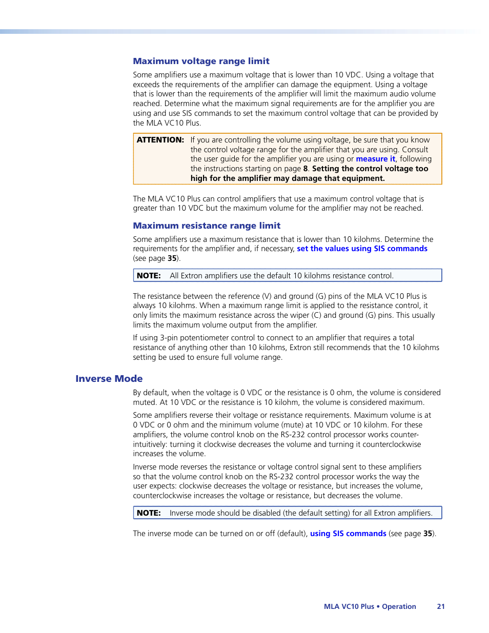 Inverse mode | Extron Electronics MLA VC10 Plus User Guide User Manual | Page 27 / 45