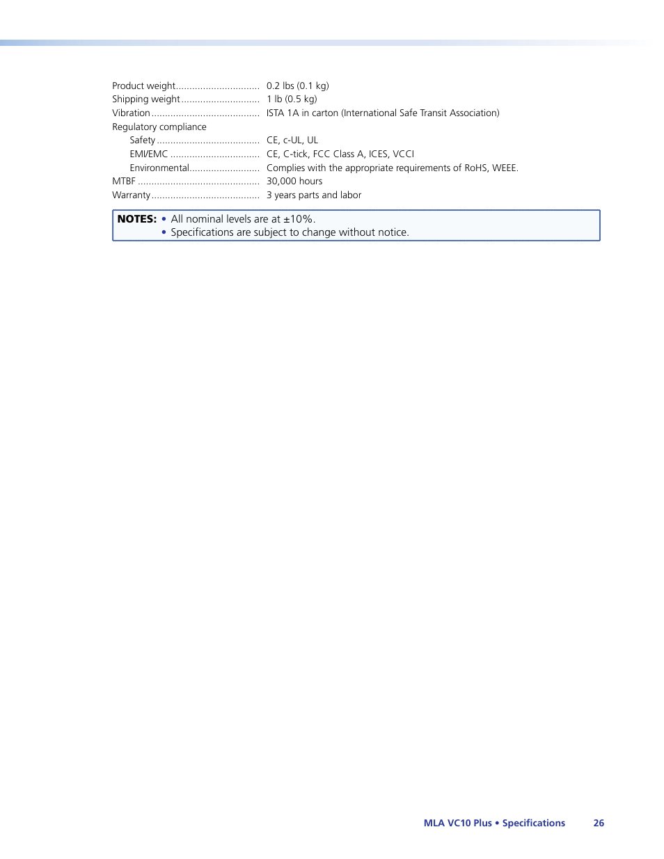 Extron Electronics MLA VC10 Plus User Guide User Manual | Page 32 / 45