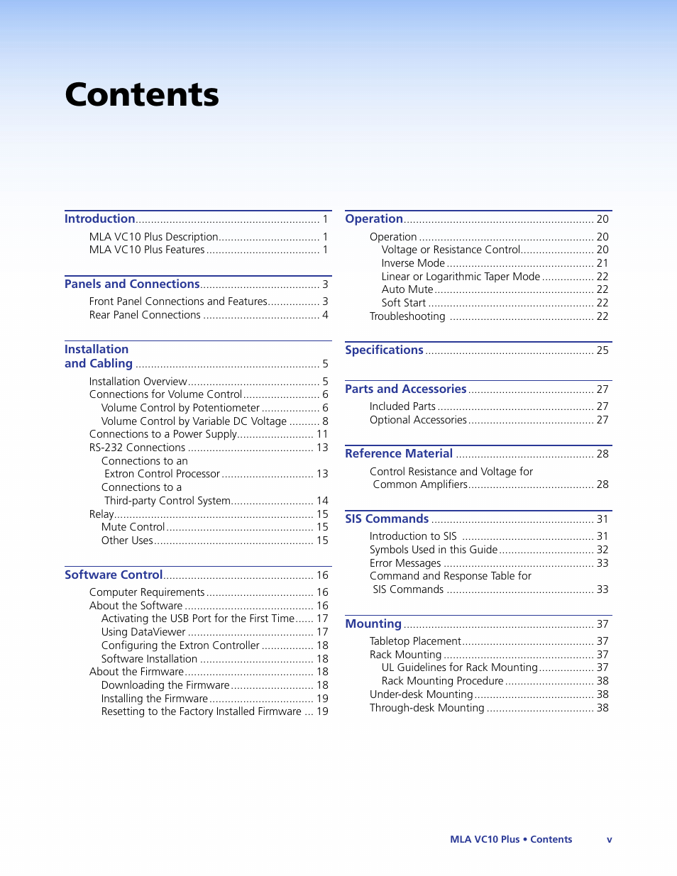 Extron Electronics MLA VC10 Plus User Guide User Manual | Page 5 / 45