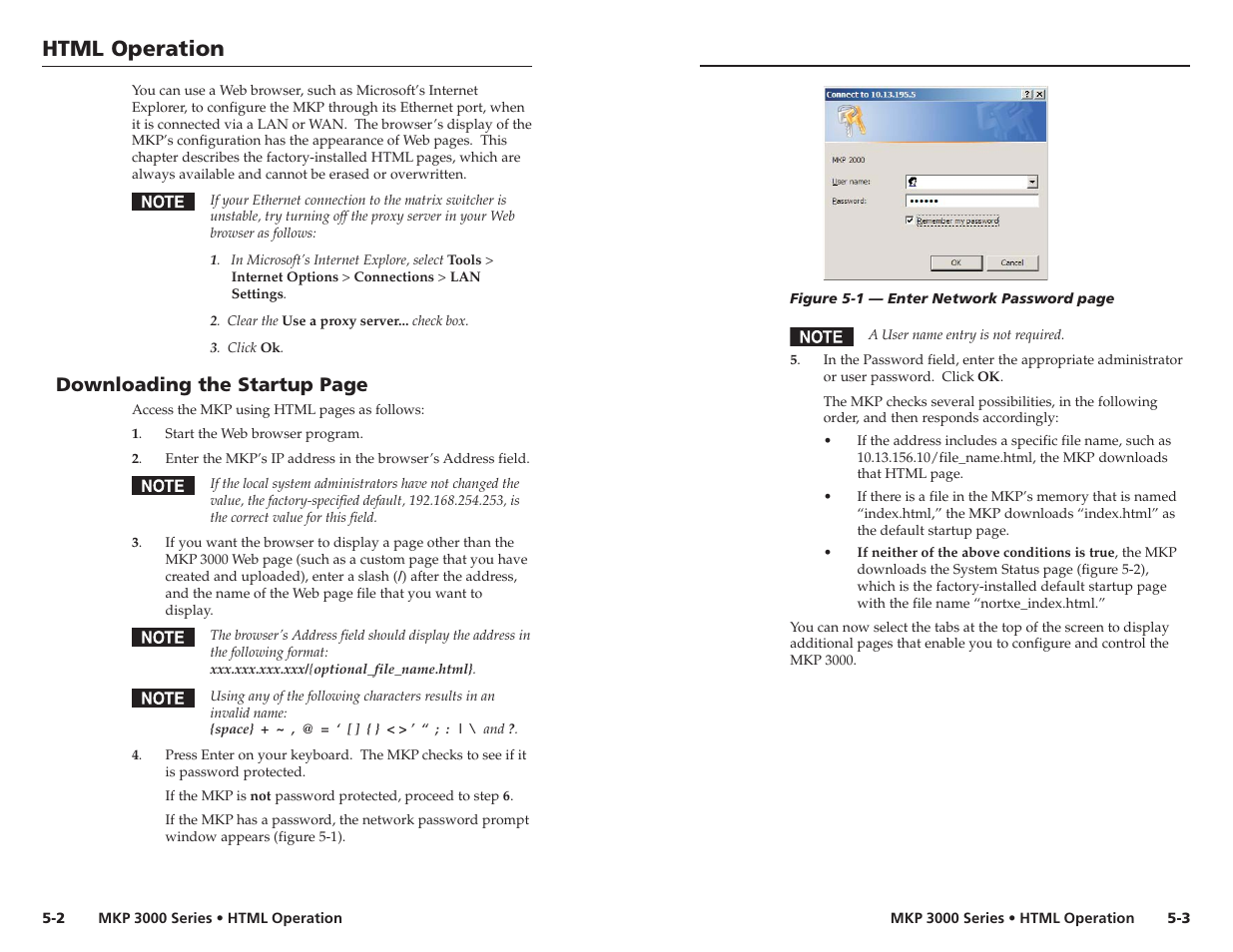 Html operation, Downloading the startup page | Extron Electronics MKP 3000 Series User Manual | Page 39 / 55
