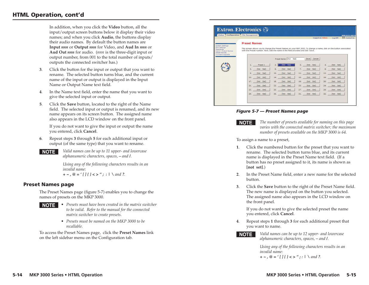 Html operation, cont’d | Extron Electronics MKP 3000 Series User Manual | Page 45 / 55