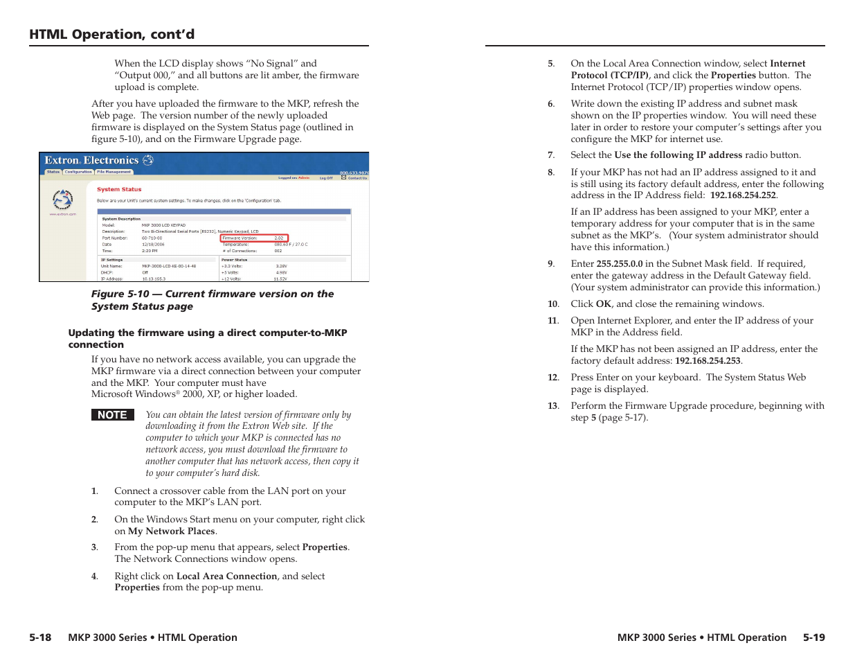 Html operation, cont’d | Extron Electronics MKP 3000 Series User Manual | Page 47 / 55