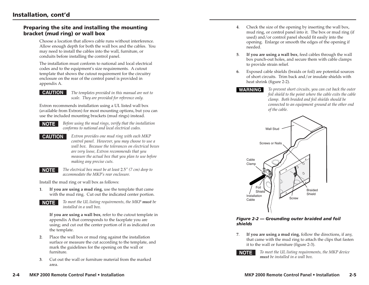 Installation, cont’d | Extron Electronics MKP 2000 User Manual | Page 11 / 43