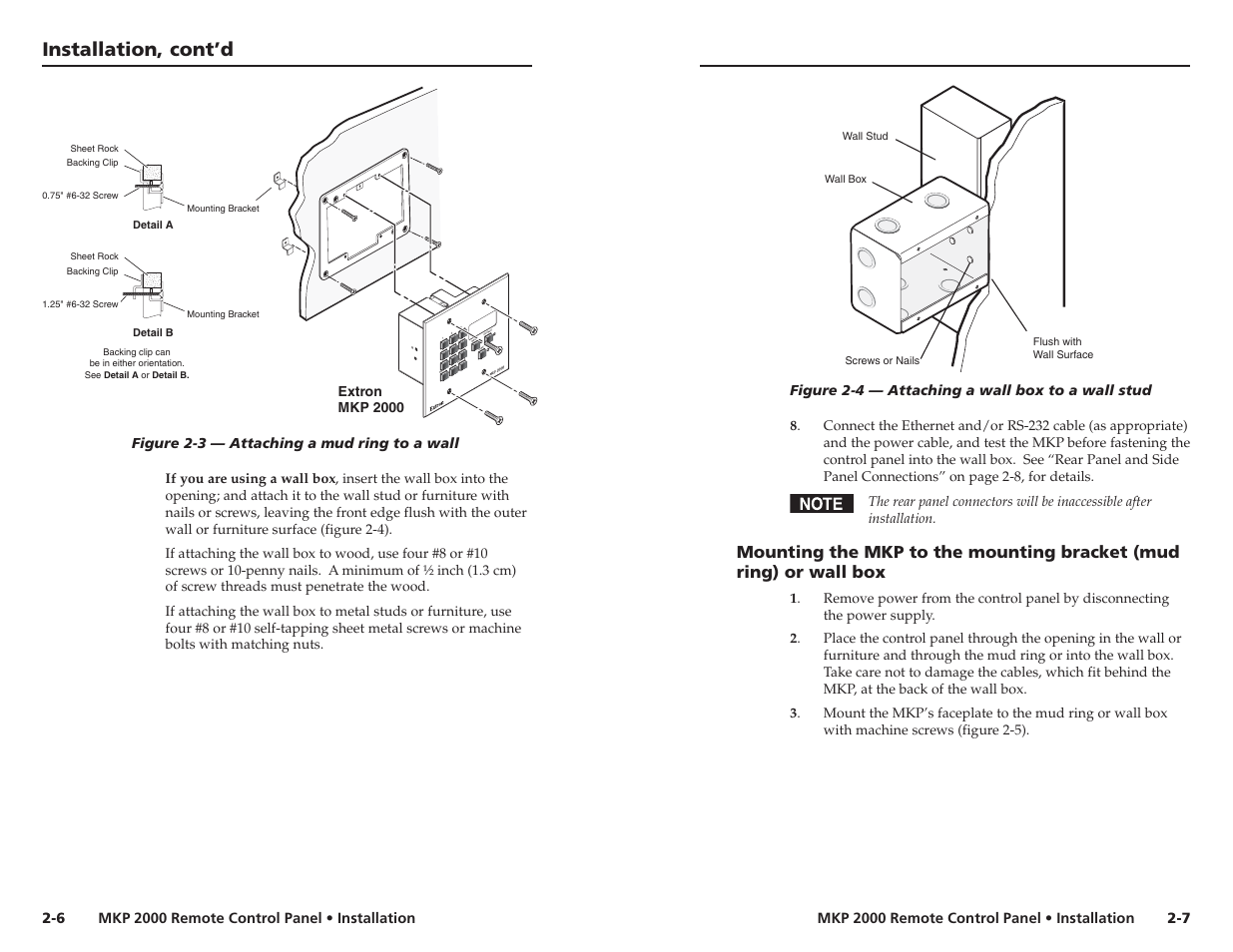 Installation, cont’d | Extron Electronics MKP 2000 User Manual | Page 12 / 43