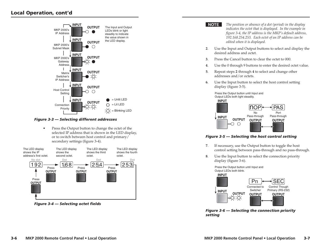 Local operation, cont’d, Sec pri | Extron Electronics MKP 2000 User Manual | Page 19 / 43