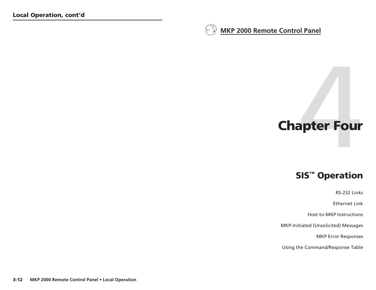 Sis™ operation | Extron Electronics MKP 2000 User Manual | Page 22 / 43