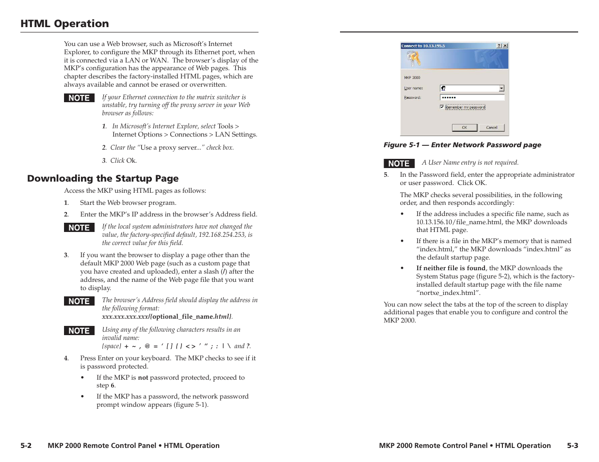 Html operation, Downloading the startup page | Extron Electronics MKP 2000 User Manual | Page 31 / 43