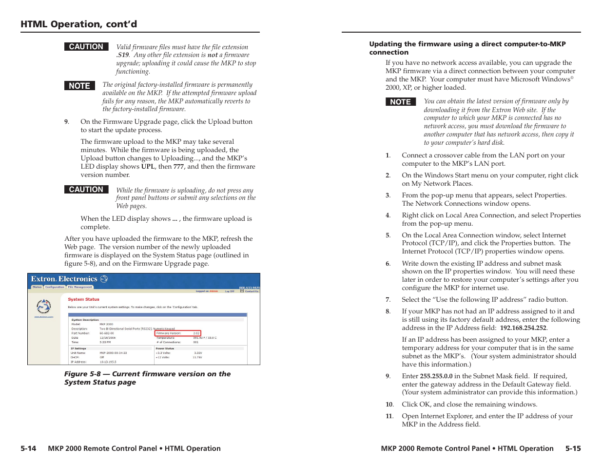 Html operation, cont’d | Extron Electronics MKP 2000 User Manual | Page 37 / 43