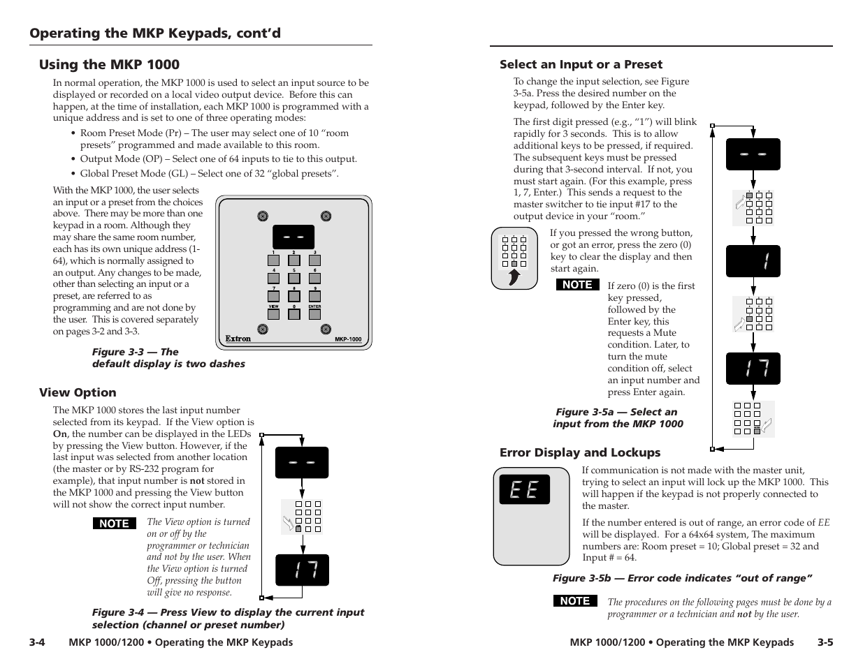 Operating the mkp keypads, cont’d, Using the mkp 1000 | Extron Electronics MKP 1200 Keypad User Manual | Page 13 / 21