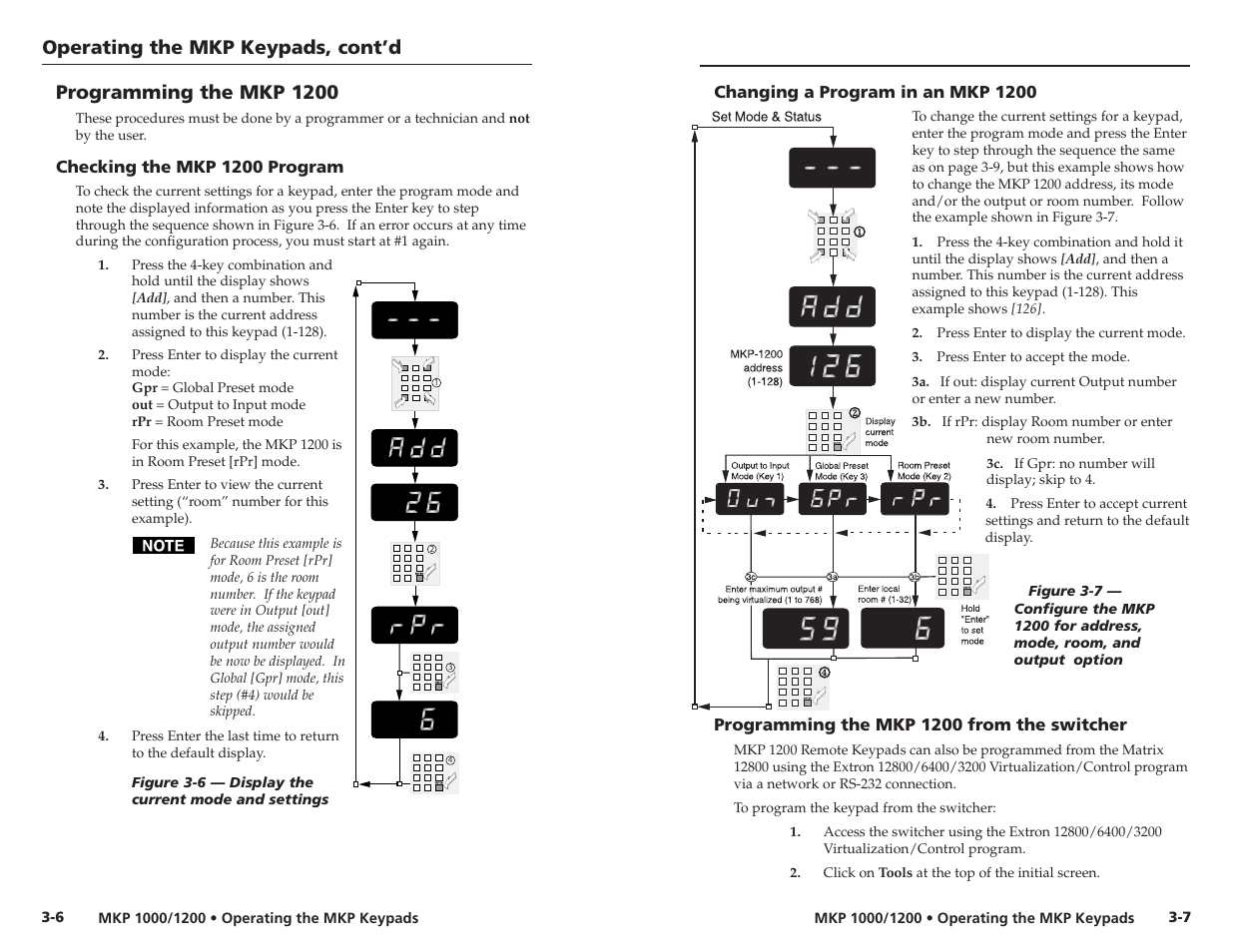 Operating the mkp keypads, cont’d, Programming the mkp 1200 | Extron Electronics MKP 1200 Keypad User Manual | Page 14 / 21