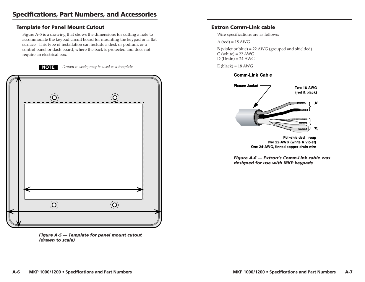 Specifications, part numbers, and accessories | Extron Electronics MKP 1200 Keypad User Manual | Page 20 / 21