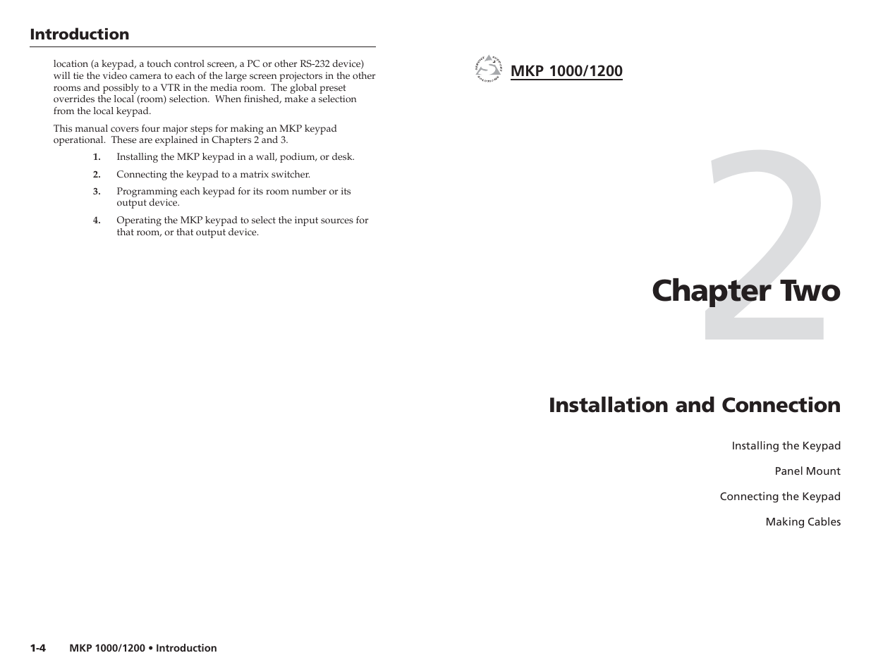 Chapter two | Extron Electronics MKP 1200 Keypad User Manual | Page 7 / 21