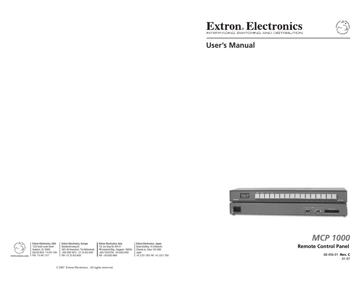 Extron Electronics MCP 1000 User Manual | 21 pages