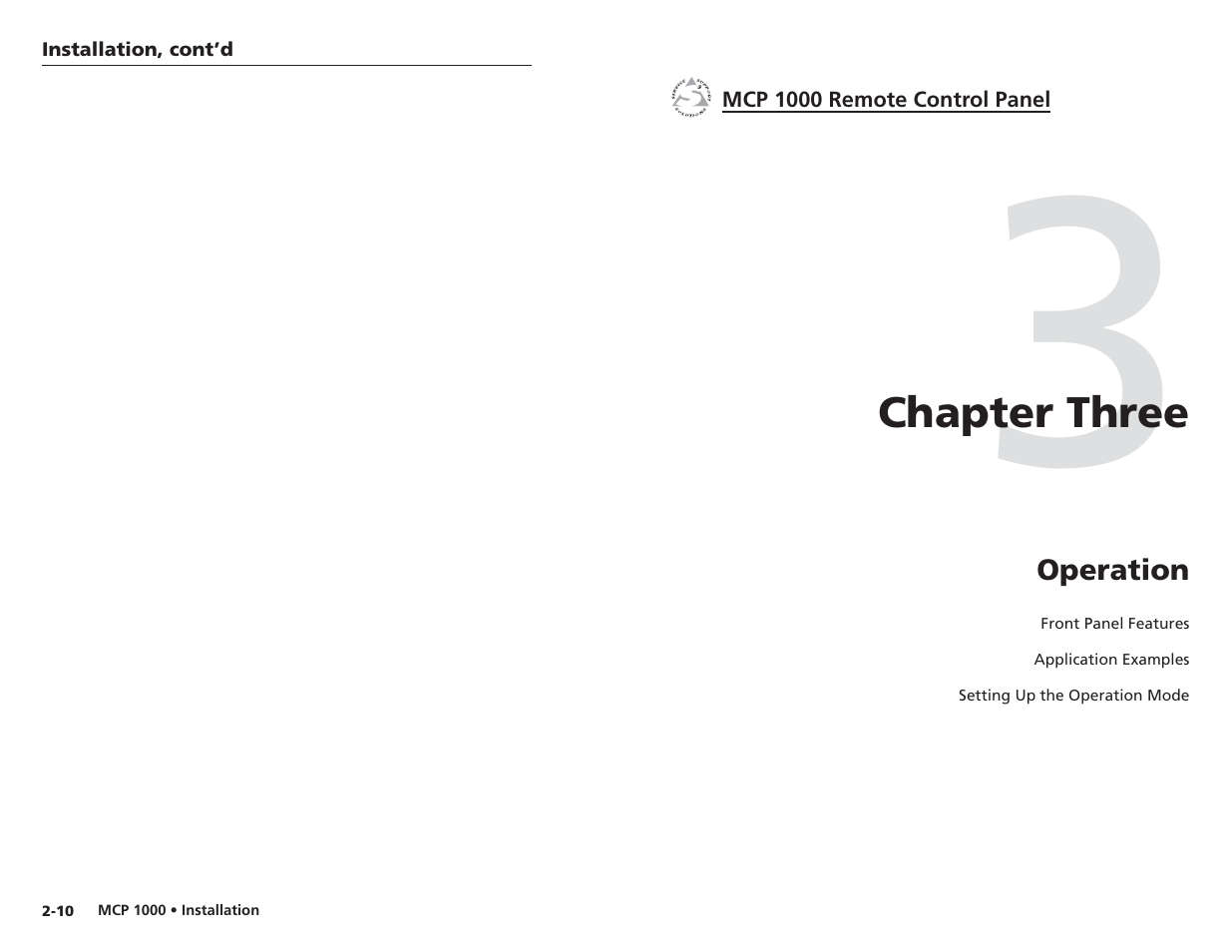 Operation | Extron Electronics MCP 1000 User Manual | Page 12 / 21