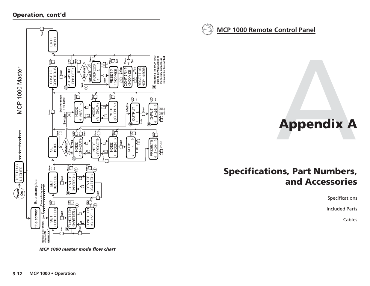 Specifications, part numbers, and accessories | Extron Electronics MCP 1000 User Manual | Page 18 / 21