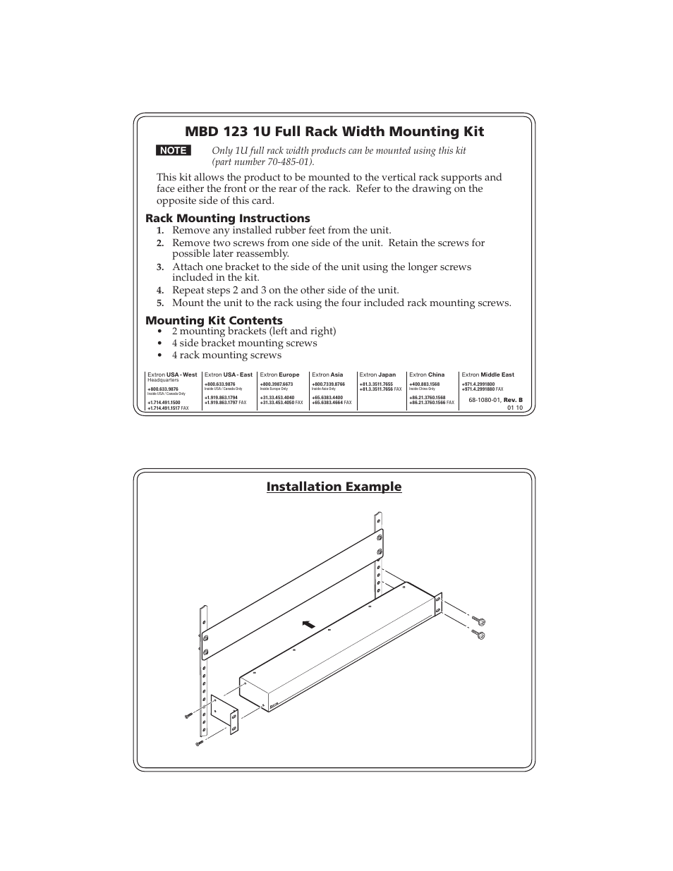 Extron Electronics MBD 123 User Manual | 1 page