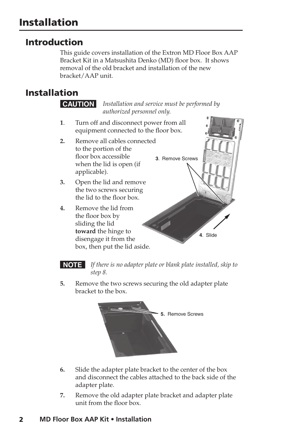 Installation, Introduction | Extron Electronics AAP 100 MD User Manual | Page 2 / 4