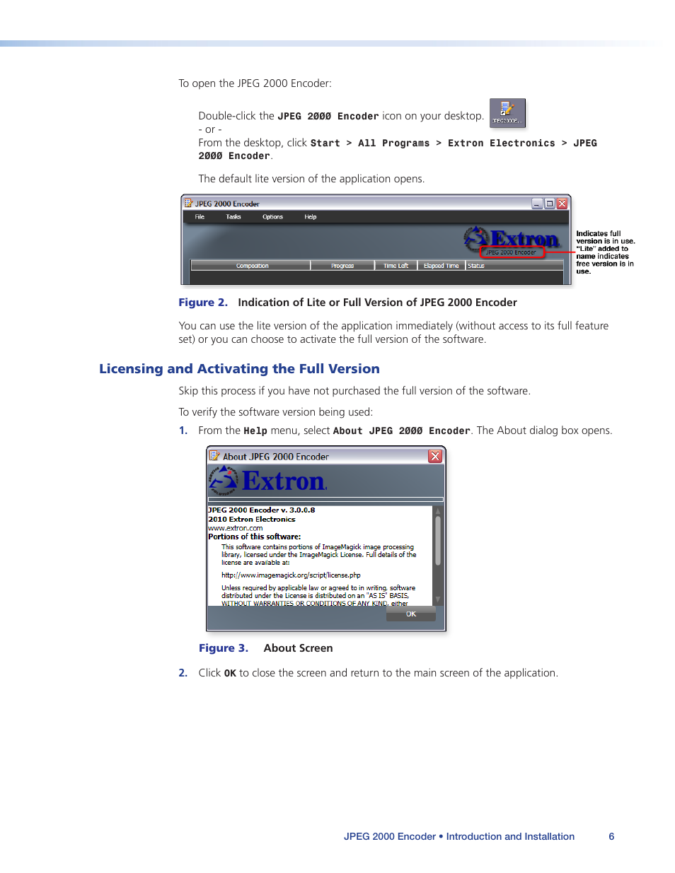 Licensing and activating the full version | Extron Electronics JPEG 2000 Encoder User Manual | Page 10 / 37