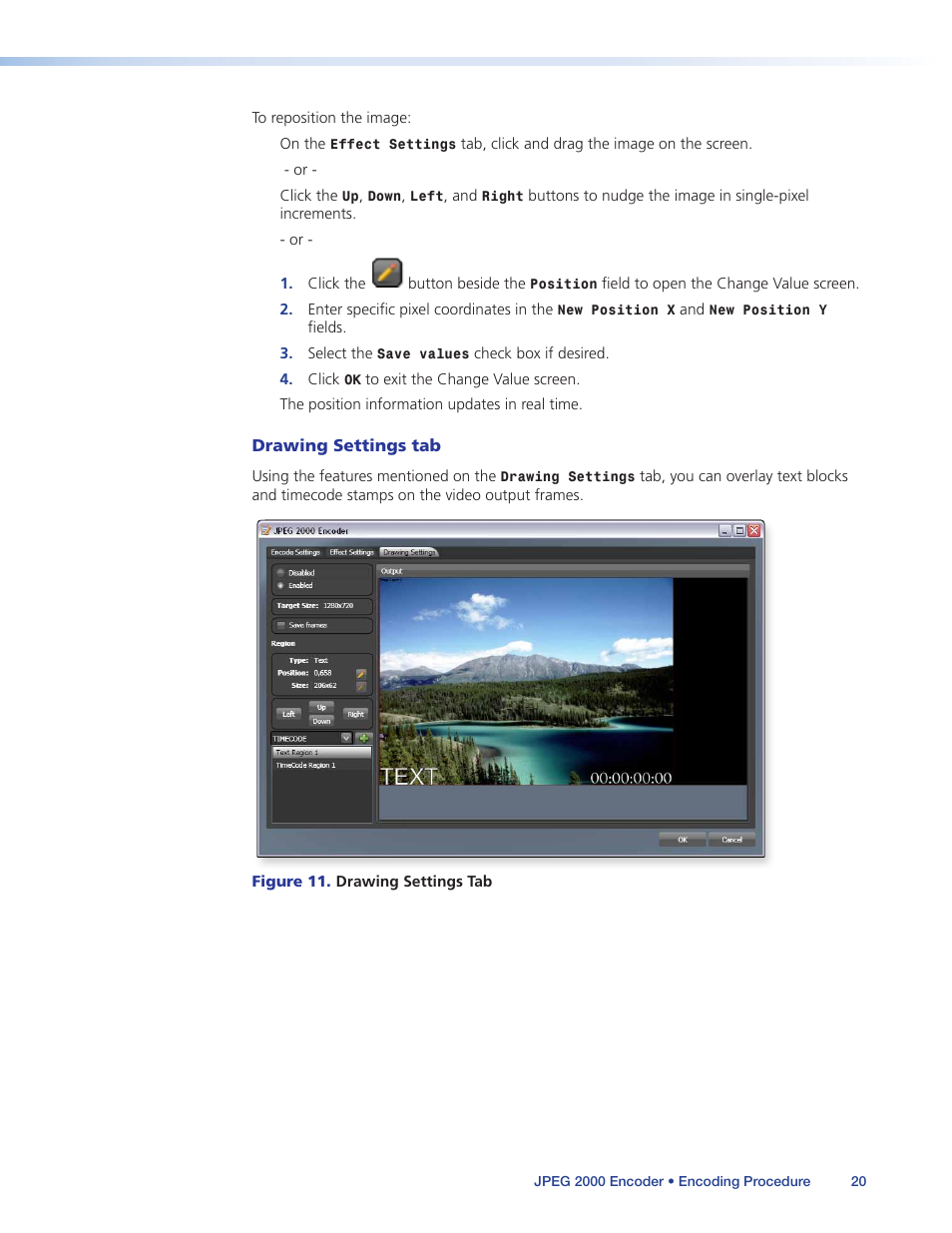 Drawing settings tab | Extron Electronics JPEG 2000 Encoder User Manual | Page 24 / 37