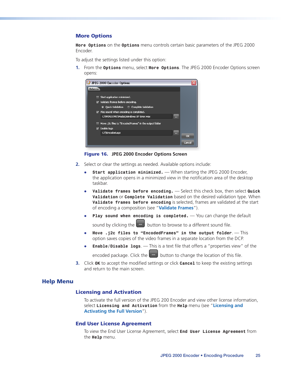 Help menu | Extron Electronics JPEG 2000 Encoder User Manual | Page 29 / 37