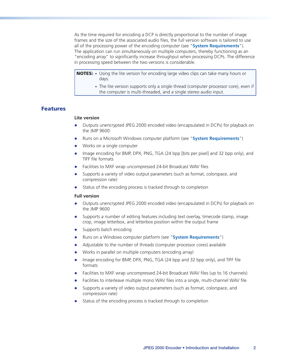 Features | Extron Electronics JPEG 2000 Encoder User Manual | Page 6 / 37