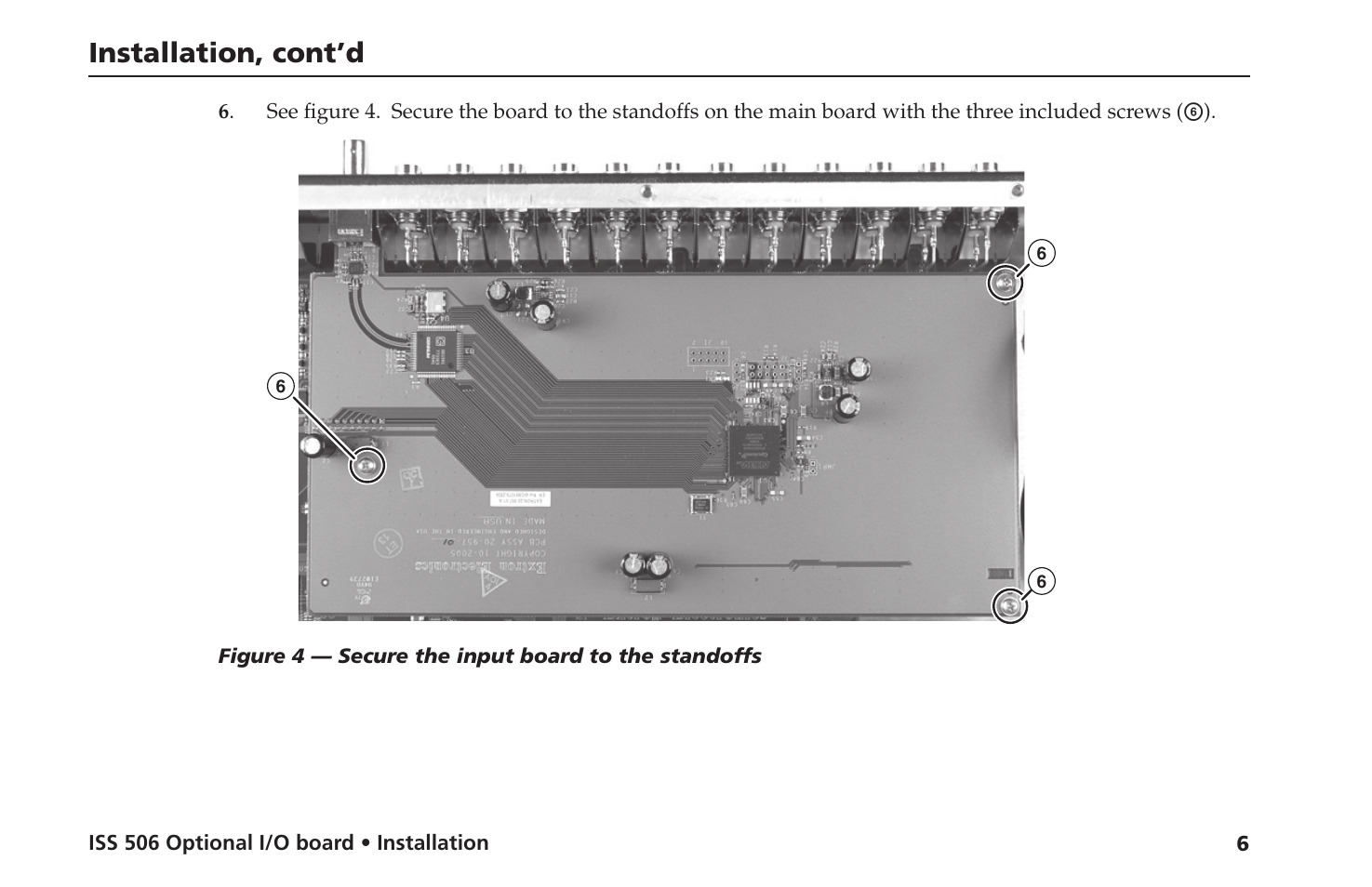 Installation, cont’d | Extron Electronics ISS 506 IO_board Installation User Manual | Page 9 / 17